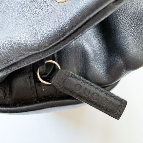 Vintage Gucci Bamboo Top Handle Bag Authentic – Black Leather, Peeling Interior - Picture 4 of 14